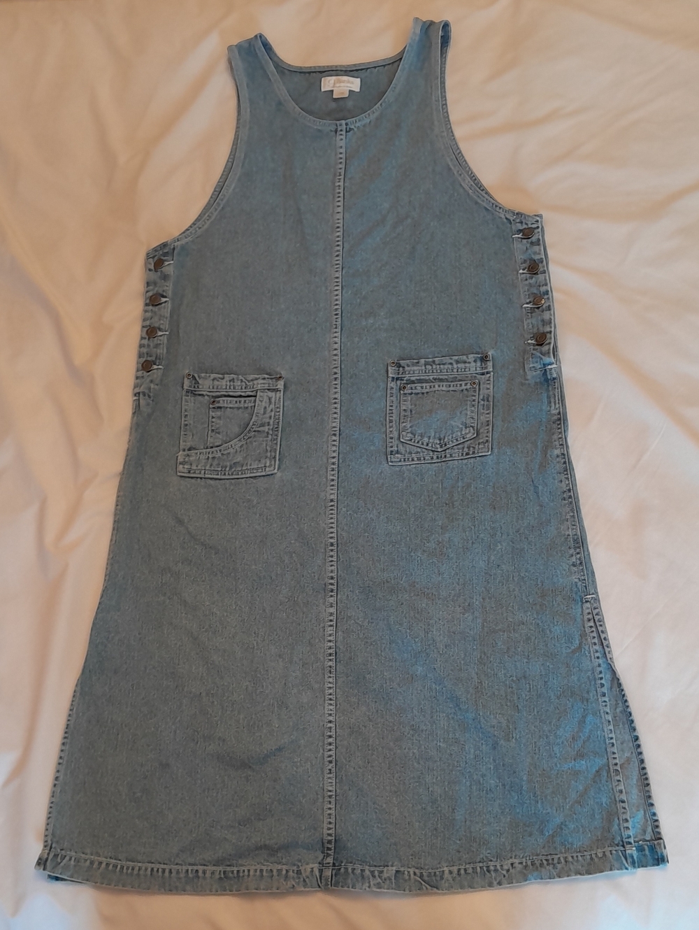 CJ Banks Light Blue Denim Tank Dress with Patch Pockets, Overall, 14W